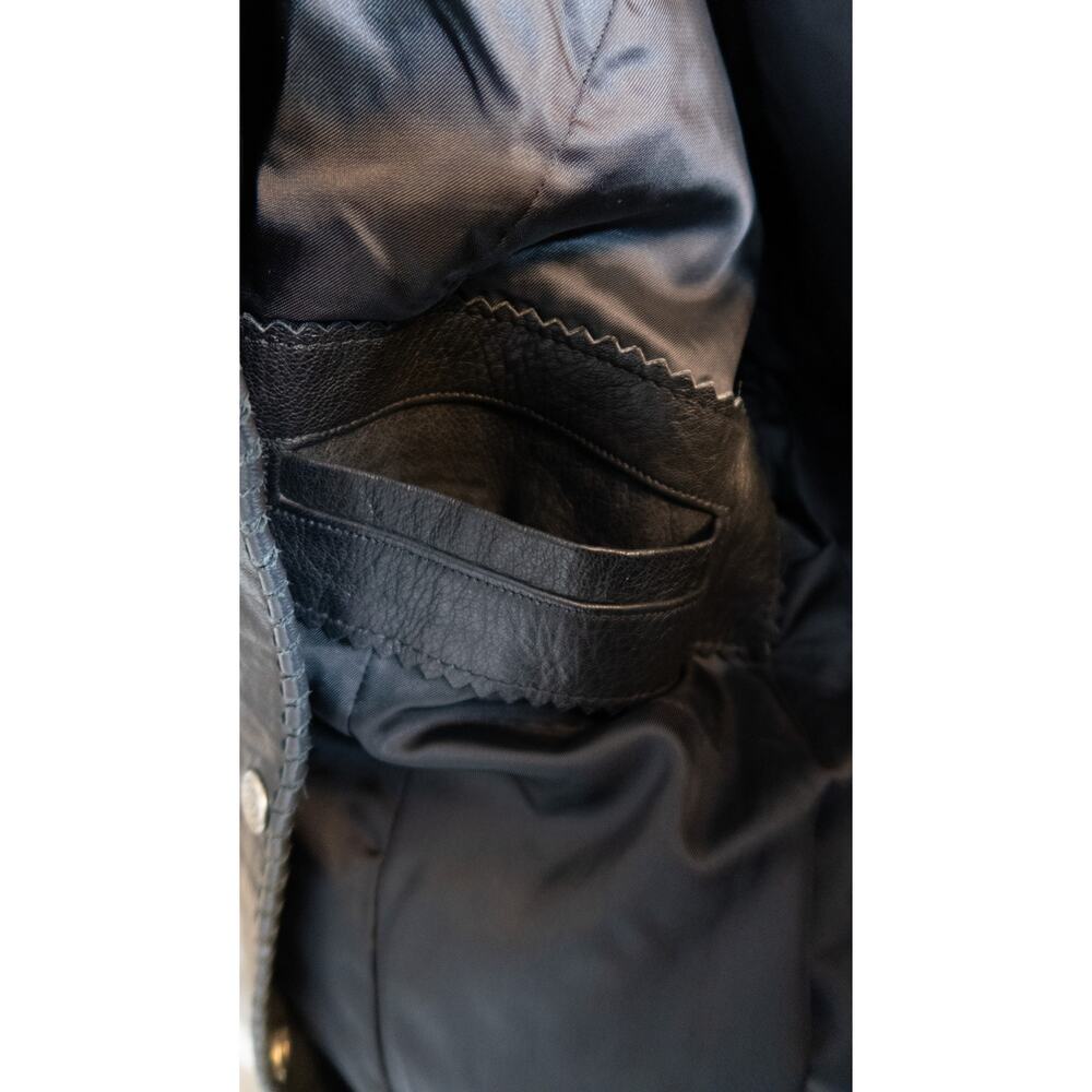 TRIBE AMERICA Women's Vintage Black Suede & Leather Beaded JacketUS 8 - Picture 9 of 14